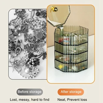 Luxury Rotating Jewelry Storage Box Makeup Storage Rack Bracelet Earring Plastic Organizer Boxes Holder Display Racks With Cover 4