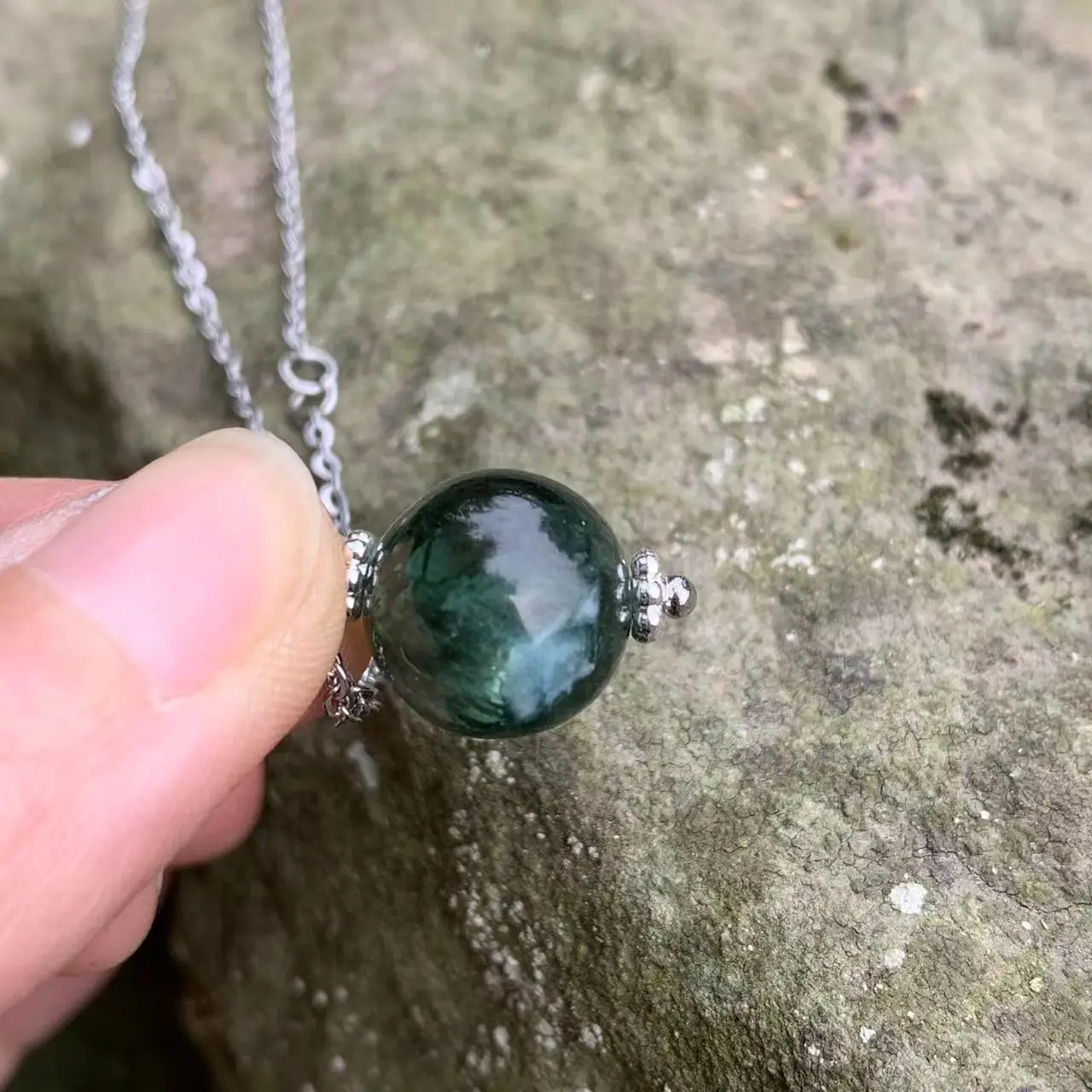 10MM Natural Rare Green Lepidolite Monet Garden Pendant Necklace Fine Jewelry Stones Healing Energy Gift Lucky Jewelry