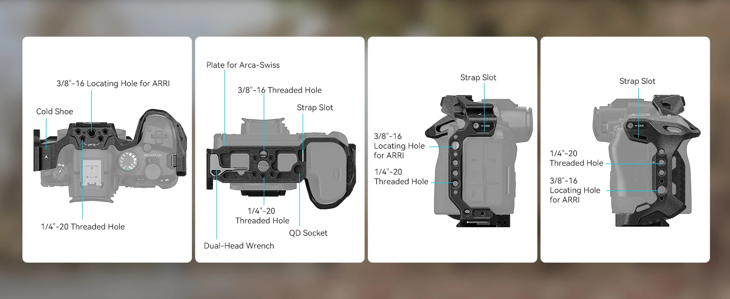 “Black Mamba” Camera Cage for Canon EOS R6 Mark II Built-in Arca-Swiss Quick Rel