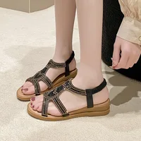 Fashion Women's Sandals Comfortable Women Shoes Rhinestones Wedge Sandals Summer 2025 New Roman Sandals Slip on Zapatos De Mujer - Image 6