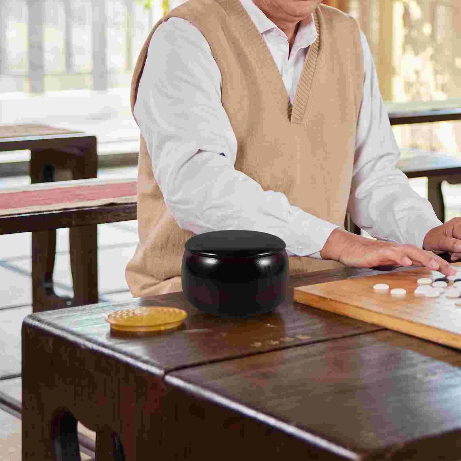 Spacious Capacity Go Chess Container Elegant Bamboo Chess Pieces Holder Board Game Storage Bowls Chinese Storage Container