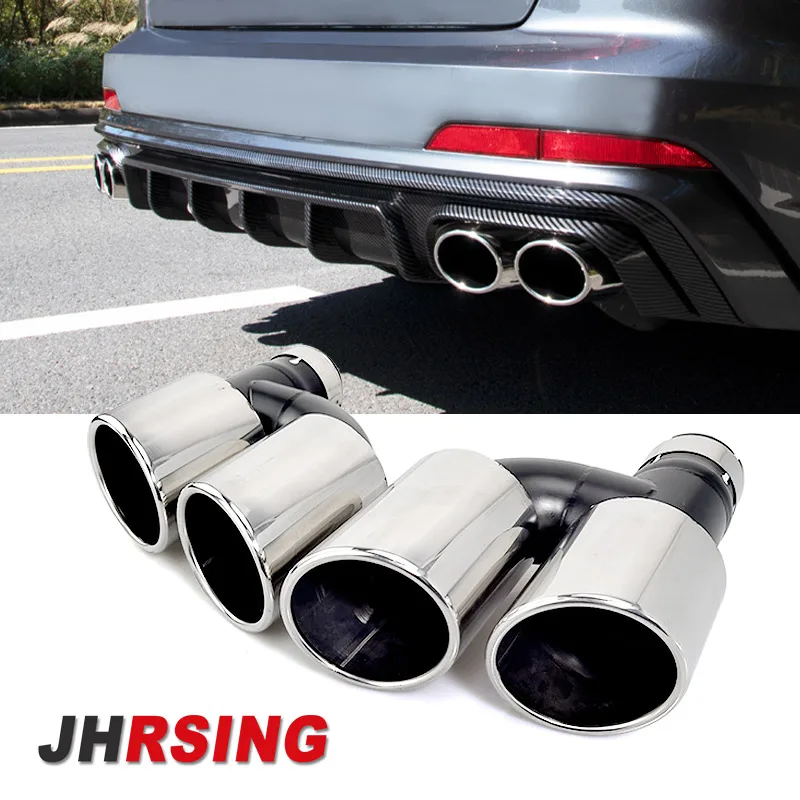 

2pcs/set 1 to 2 Stainless Steel Car Rear Exhaust pipe Muffler Tip CLAMP type fit for Audi A4 A5 A6 A7 to modify S4 S5 S6 S7