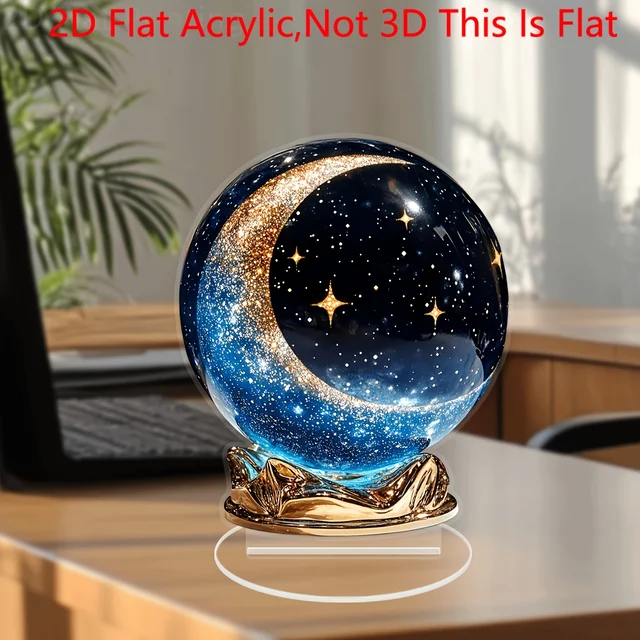 Boule de cristal de Style bohème 2D, Figurine plate en acrylique, pour la maison, le bureau, le café, la salle, le Studio, vitrine, ornement de Table, Kit de décoration de bureau 4