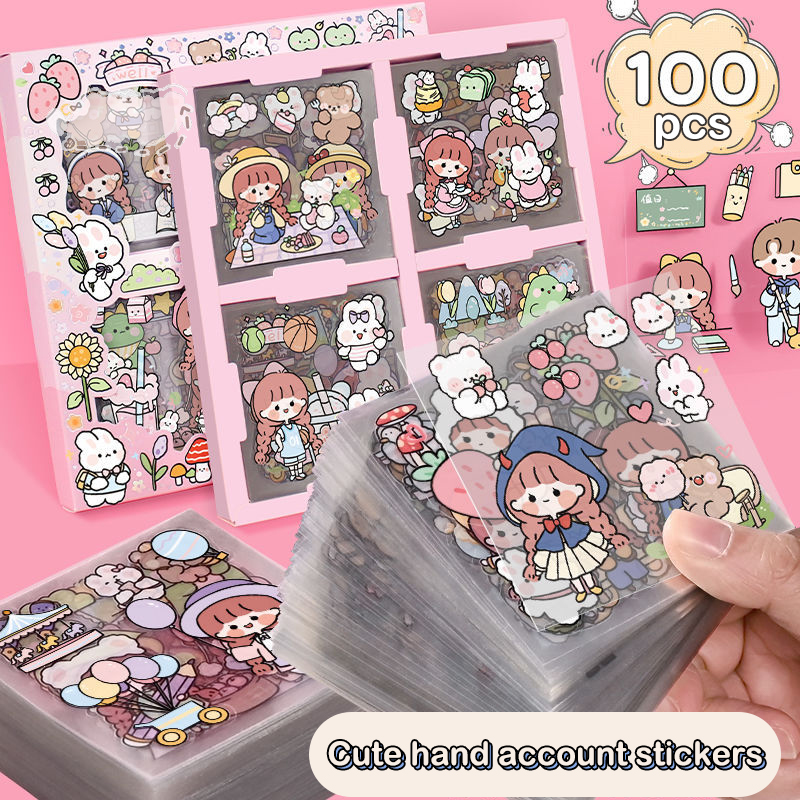 20Pcs Random PET Cartoon Transparent DIY Sticker for Kids' Handbooks