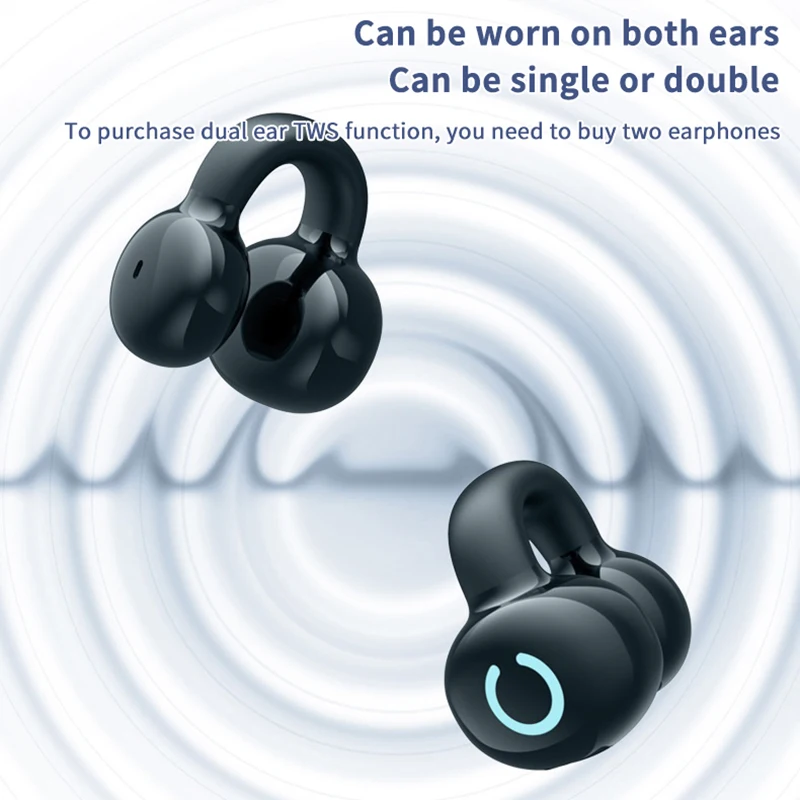 Wireless Earbuds Bluetooth Headset Clip Ear Noise Reduction Earphone Single Ear Headphones For Sport Running Music Headset