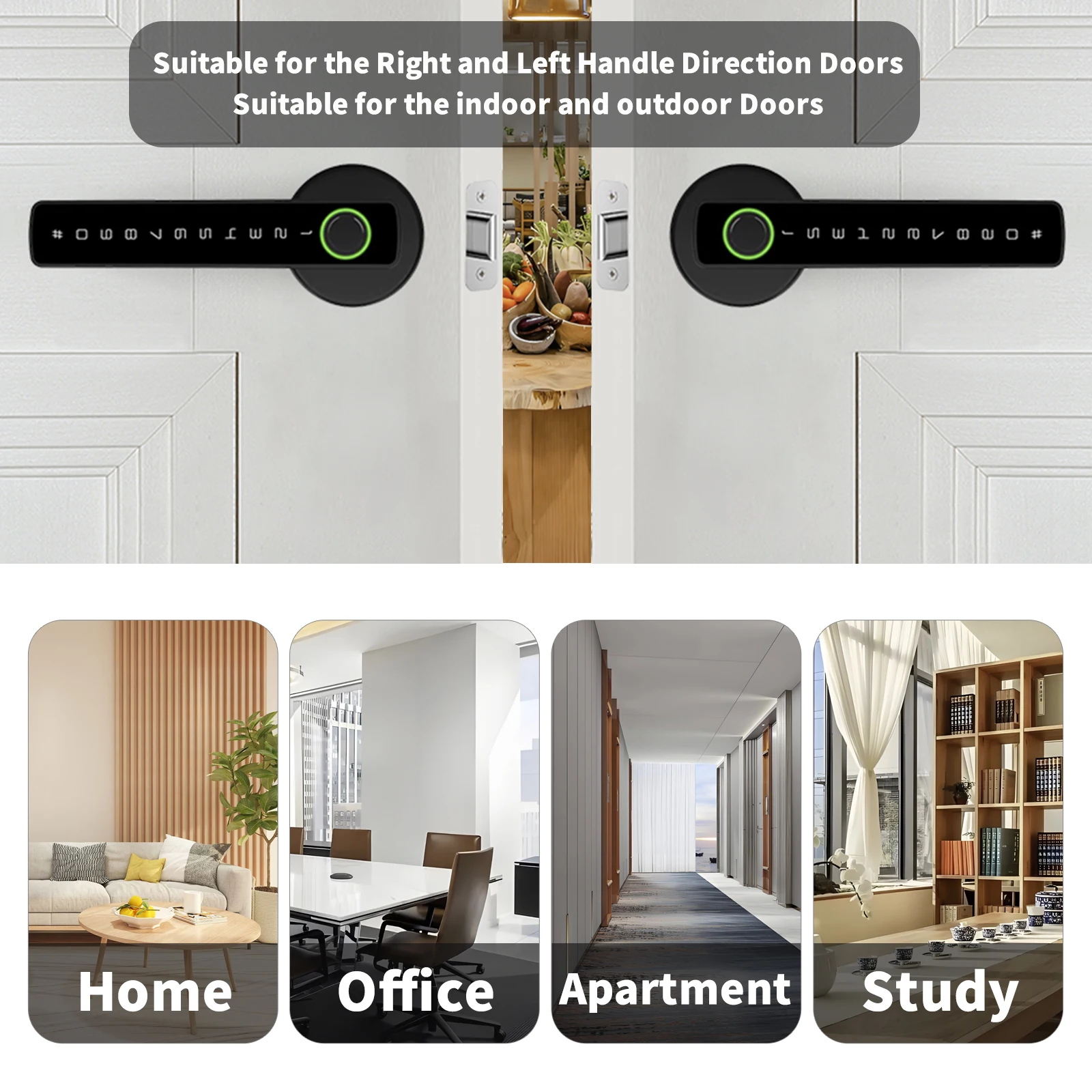 HIFAM Fingerprint Door Lock, Smart Door knob Black Biometric Locks 5-in-1 Unlock Fingerprint Bluetooth, Code, IC Card, Key