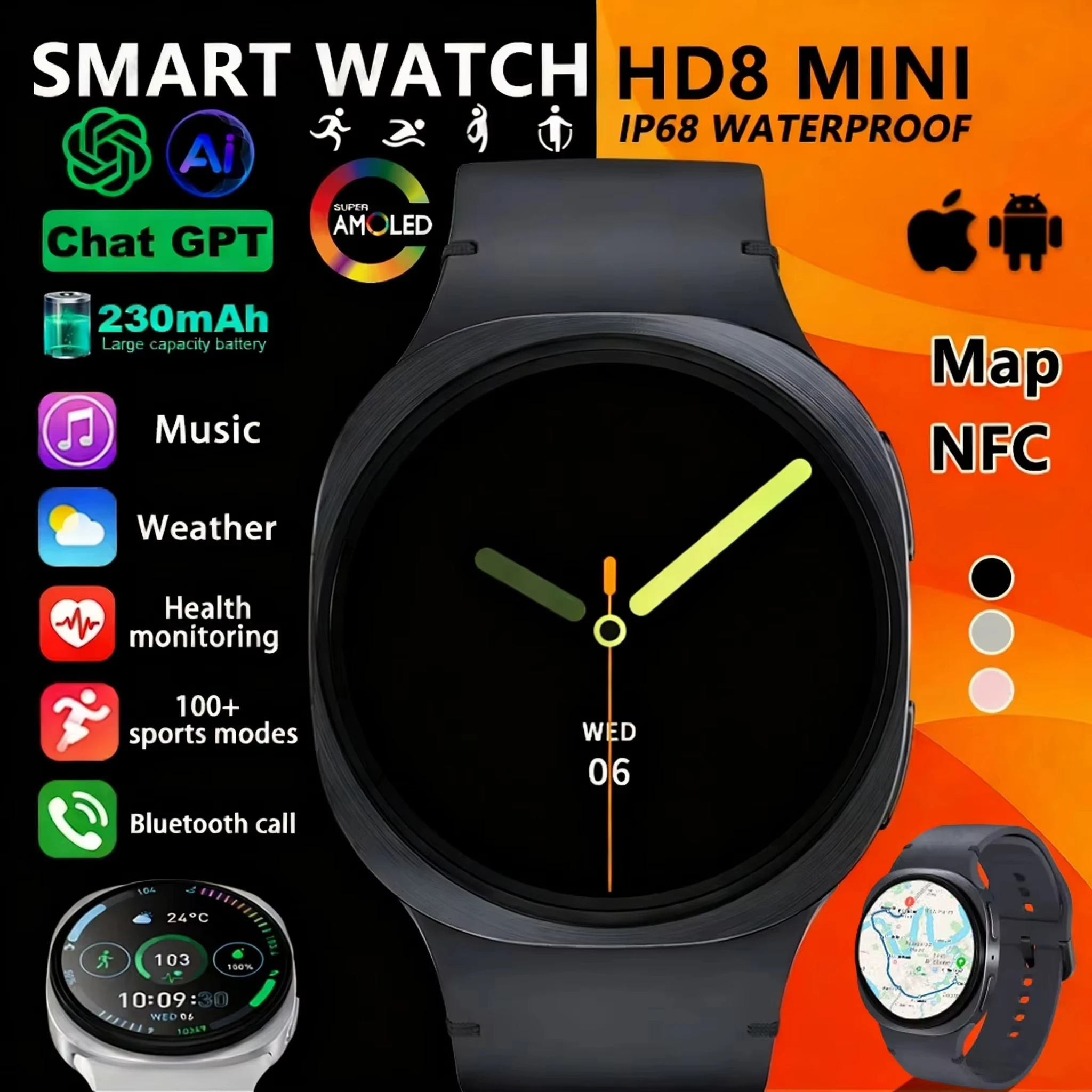 2026 New classic 8 Women SmartWatch GPS Track Sport Heart Rate Bluetooth Call IP68 Waterproof Men Smart watch For Android IOS 1