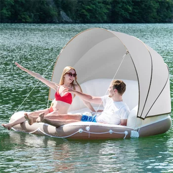 Water Floating Platform 2-person Floating Bed Inflatable Tent Swimming Air Cushion Bed Large Floating Pad 1