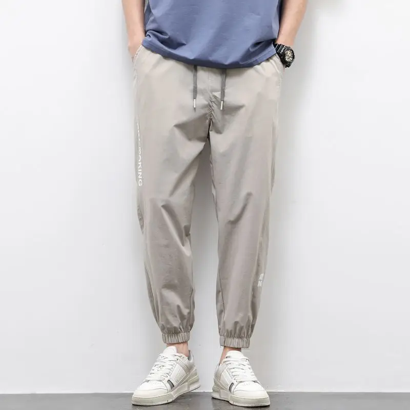 Summer Men Clothing Casual Sweatpants Korean Streetwear Fashion Male Quick Drying Elastic Waist Thin Versatile Loose Trousers