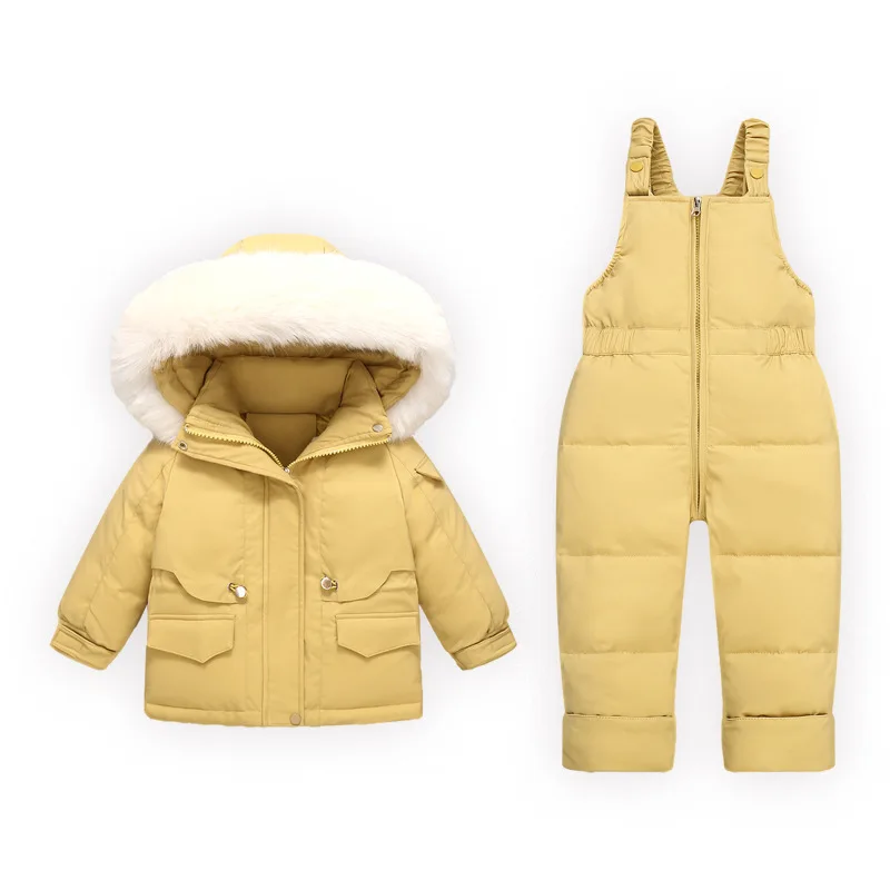 Girls Coat Winter Children`s Clothing Set 2Pcs Girl Down Jacket Snowsuit Overalls For Kids Toddler 1-4Y