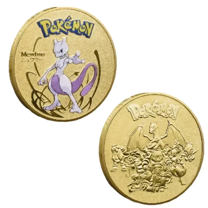 Pokemon Anime Placcato Oro Gioco Moneta Commemorativa Pikachu Charizard Mewtwo Moneta D'oro Collezione di Giochi Pokemon Regalo Di Natale - immagine 4