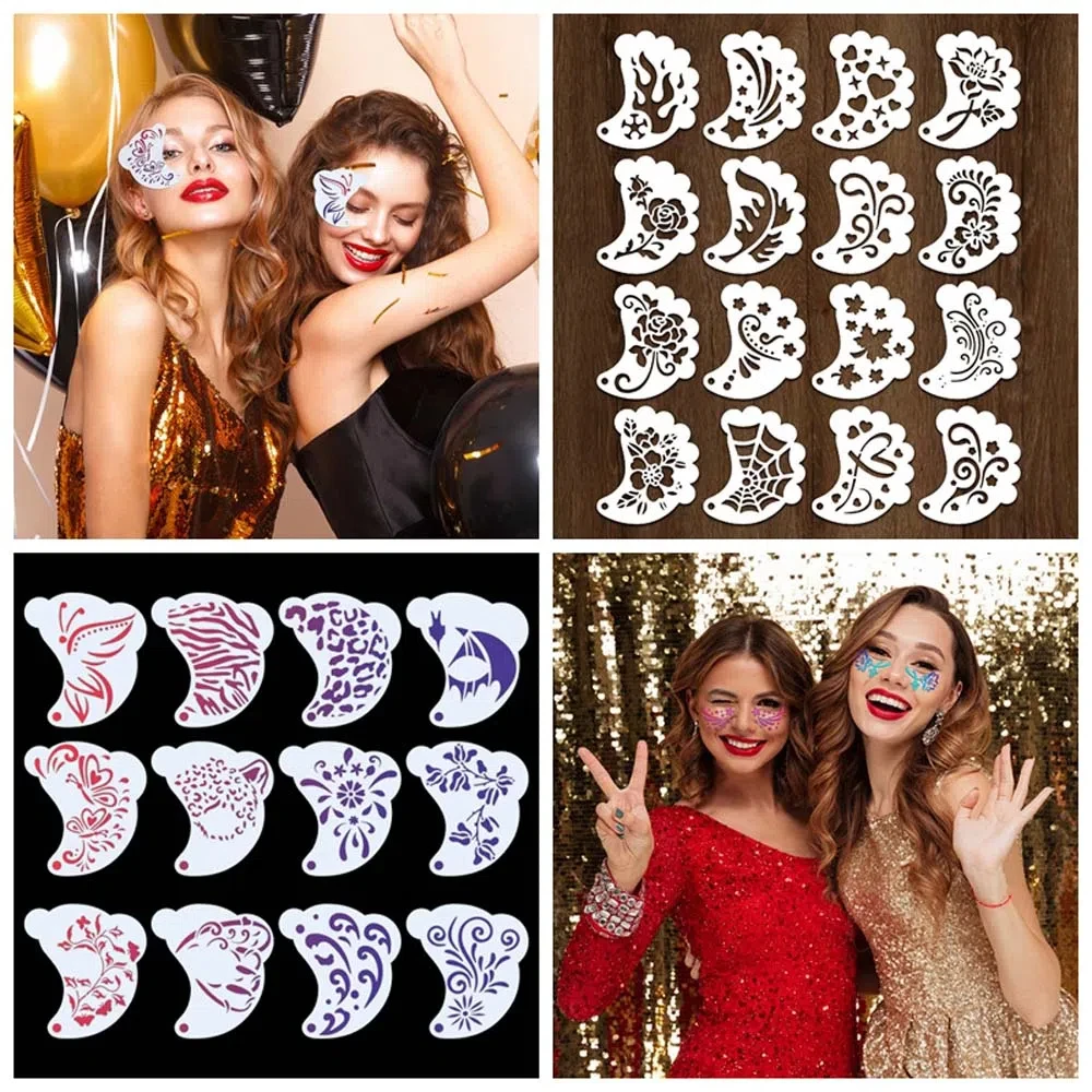 Makeup Tools Reusable Face Paint Templates Multiple Pattern Hand Painting Body Art Paint Stencils Flowers Leaves Decorative DIY Makeup Tools