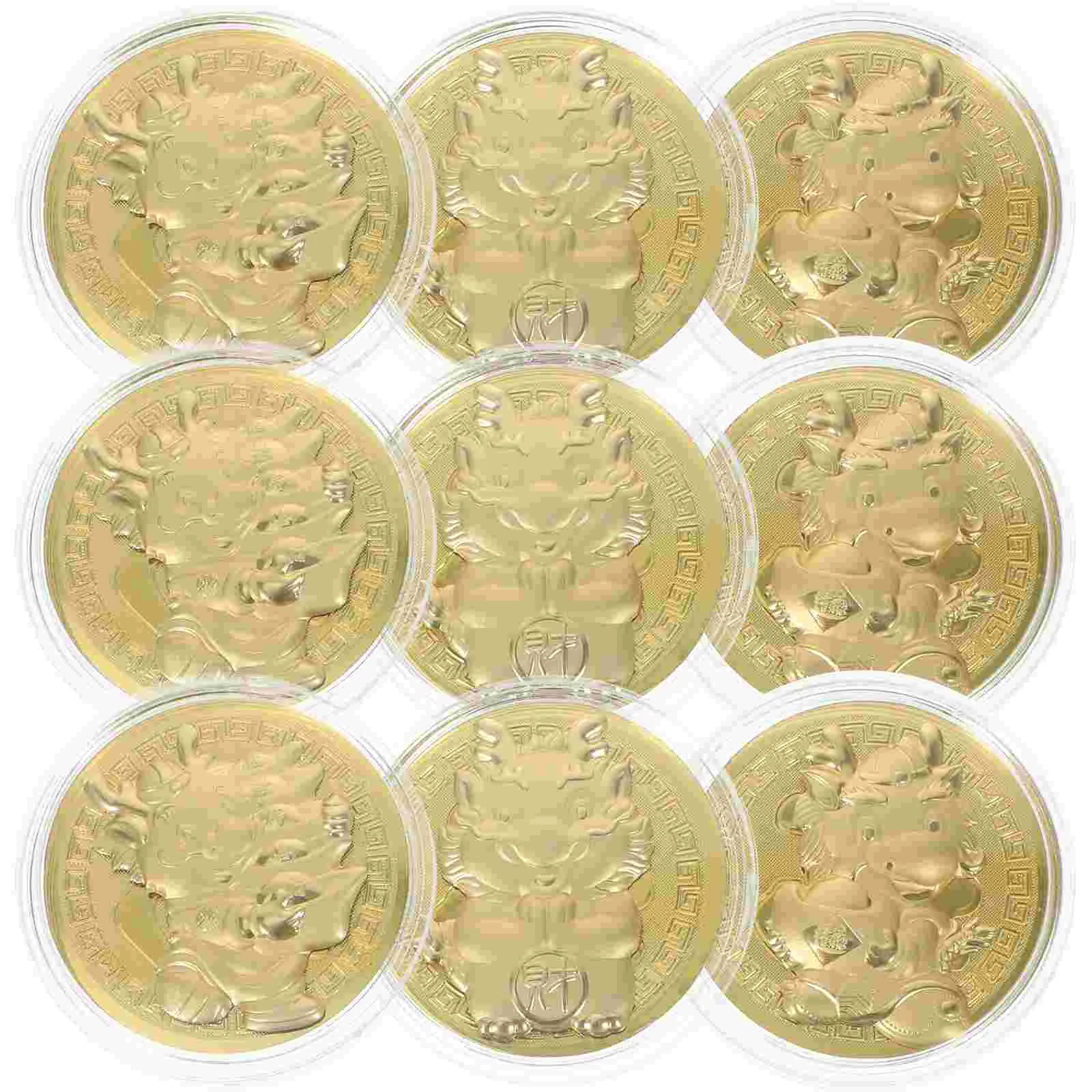 

The Year Of Dragon Commemorative Coin with Small Drawstring Gift Dragon Gold Coins