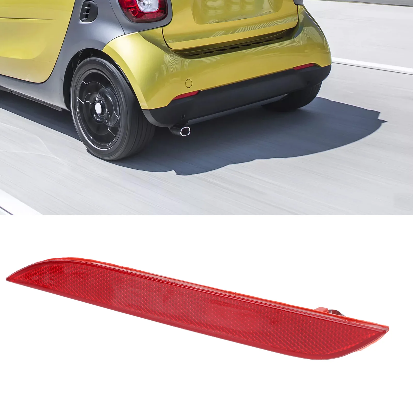 L/R 자동차 리어 범퍼 리플렉터, 가시성 향상 사이드 범퍼 리플렉터, 스마트 Fortwo EQ Fortwo용 레드 렌즈 교체, 1 개