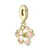 Fashion DIY New Arrivals Flower Series Cherry Blossom Jewelry Dangle Charms Beads Gift Fit Original 925 Silver Bracelet 4