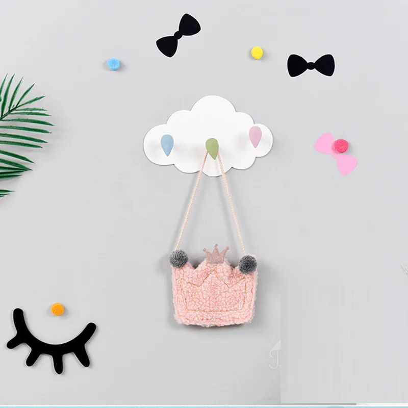 Creative Cute Star Moon Cloud Shape Nail-free Wall Clothes Hooks Kids Room Decorative Key Hanging Hanger Kitchen Storage Hook 6