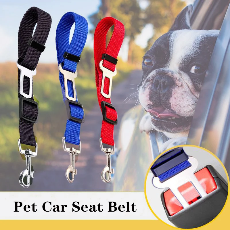 

Adjustable Dog Car Seat Belt Pet Harness Lead Safety Dog Collar With Nylon Fabric Tether For Car Travel Supplies Dog Accessories