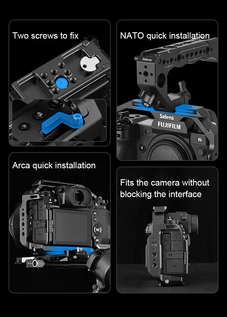 Protective Case Camera Cage Expansion Kit with Multiple Expansion Holes for Fuji