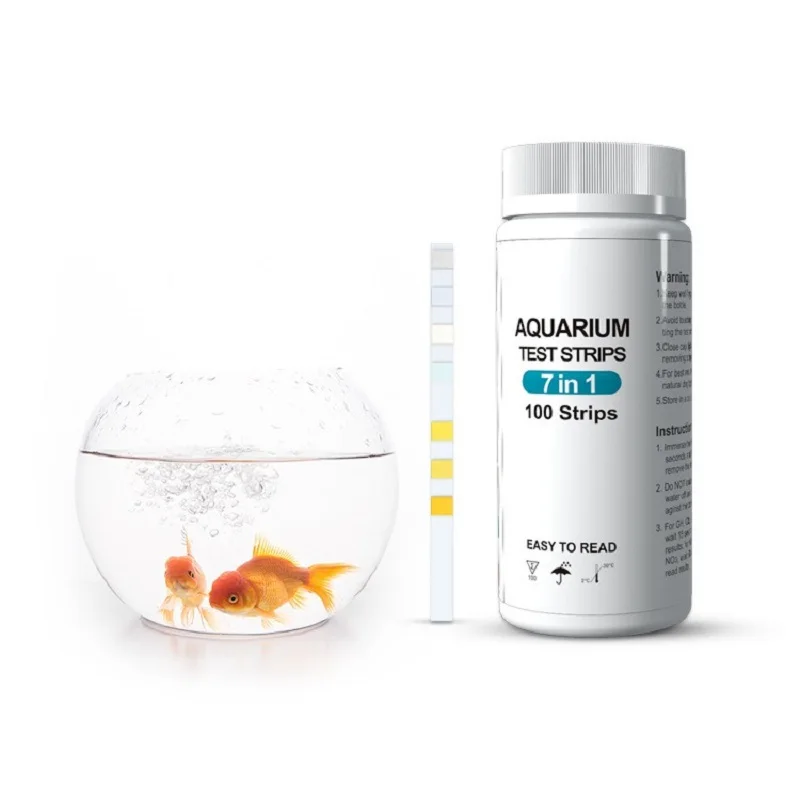 100Pcs Aquarium Test Strips Water Quality Test Strip 7/in1 Fish Tank Kit Freshwater Saltwater Aquarium Water pH Strips
