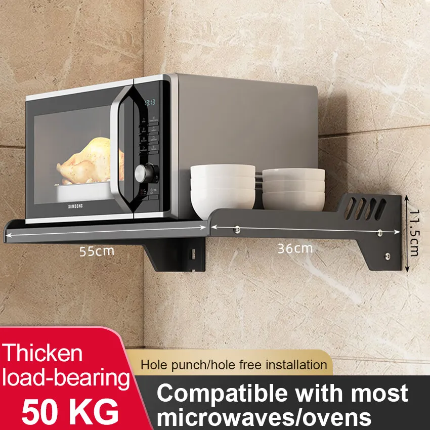 Supporto A 2 Livelli Per Forno A Microonde – 57x38x38 Cm, In Ferro E Truciolato Ecologico – Mensola Per Cucina, Organizza Piani Cottura, Tazze E Bollitori (bianco/nero)