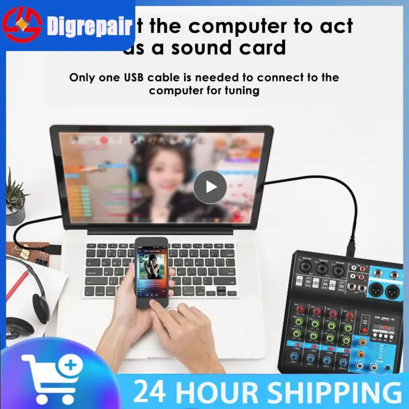 오디오 믹서 전문 믹서 컴퓨터 무대 녹음 USB 사운드 카드, 5 채널 사운드 테이블, 하이 로우 톤 DJ 장비