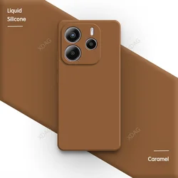 Classic Silicone Soft Phone Case with Lens Protection - Square Design for Note 14 5G Global (Caramel)