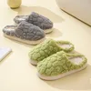 2024 New Women's Solid Color Cotton Slippers Thick Bottom Warm Slippers Soft Female Couple Indoor Plush Flat Shoes 1