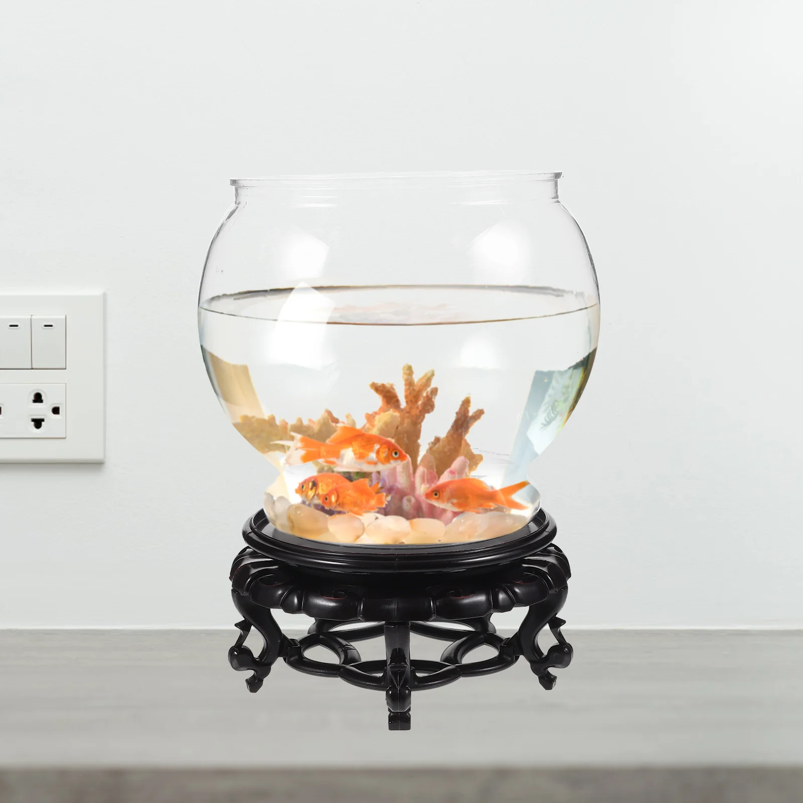 

Clear Plastic Fish Tank Unbreakable Fish Bowl Goldfish Container with Base