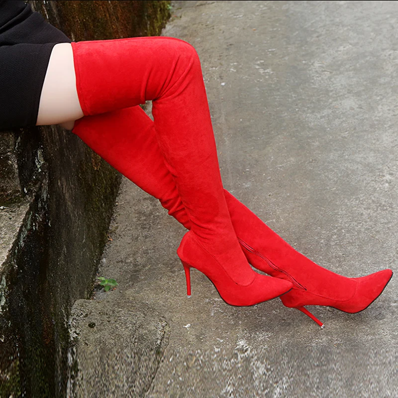 Fashion Winter Boots Over The Knee Women Boots Thin High Heels Sexy Party Botas De Mujer Shoes For Femme