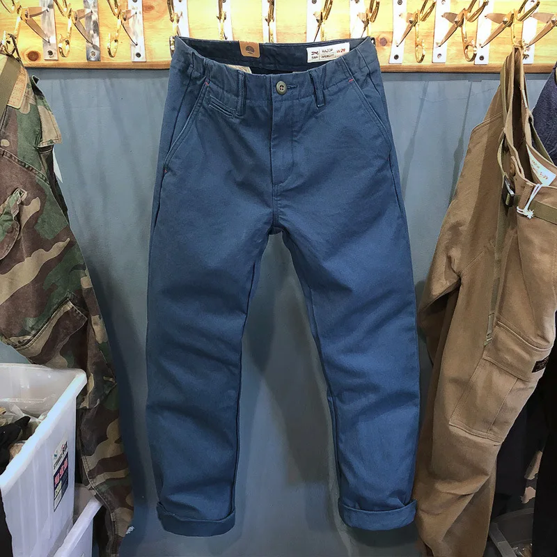 Men's Casual Pants Heavyweight AMEKAJI Retro Overalls Loose Straight-leg Trousers Pure Cotton Washed Thickened Outdoor Camp