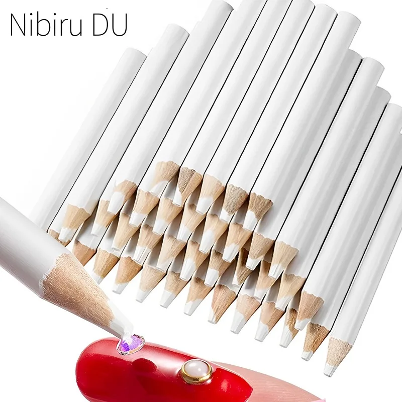 20/5Pcs Rhinestone Picker Dotting Pencil White Wax Wood Pen Picker Rhinestones Gems Picking Dotting Tool Manicure Supplies nail art pen,nail art picking tools,rhinestone picker pen,nail art tools,rhinestone picking tool