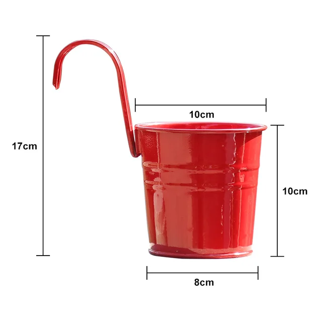 3/10 db Falfüggő Virágcserepek 10 Színű Fém Fogantyúval Vas Erkély Ültetvények Vödör Virág Tartó Kerti Dekoráció - Image 6