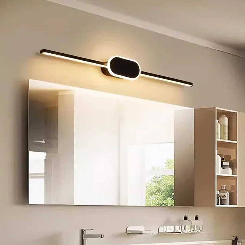 

Modern LED Wall Lamp Minimalist Black/White Strip Mirror Front Lights Bedrooms Kitchen Checkroom Nordic Interior Decor Luminaire