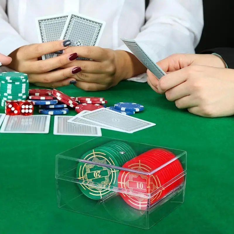 Poker Chip Rack Display Clear Trays 2 Slots Acrylic Rack Holds 40 Standard-sized Chips For Casino