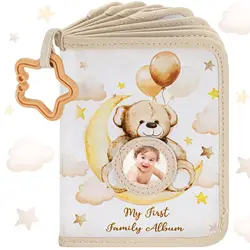 Charming Giraffe Baby's First Year Photo Album with Family Record and DIY Keepsake Pages (A)