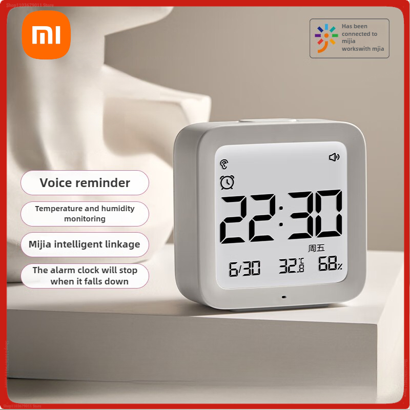 Xiaomi MiaoMiaoCe Smart Vocie Bluetooth Alarm Clock Digital Temperature Humidity Display LCD Screen With Mijia APP Control Clock