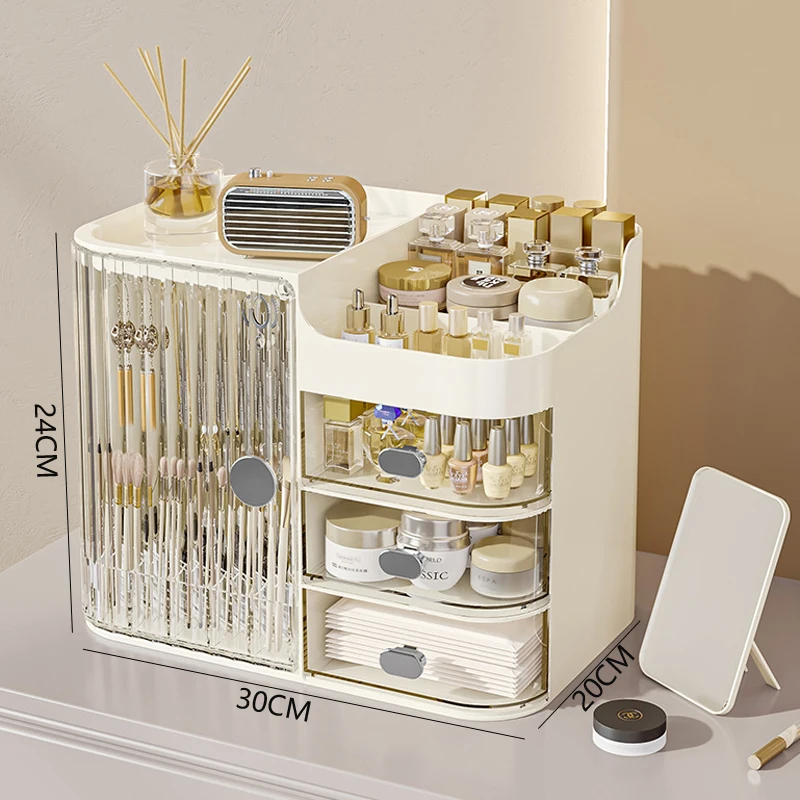 Luxury Large Capacity Cosmetics Storage Box Multifunctional Storage Rack Desktop Dresser Table Dustproof Makeup Organizer Case
