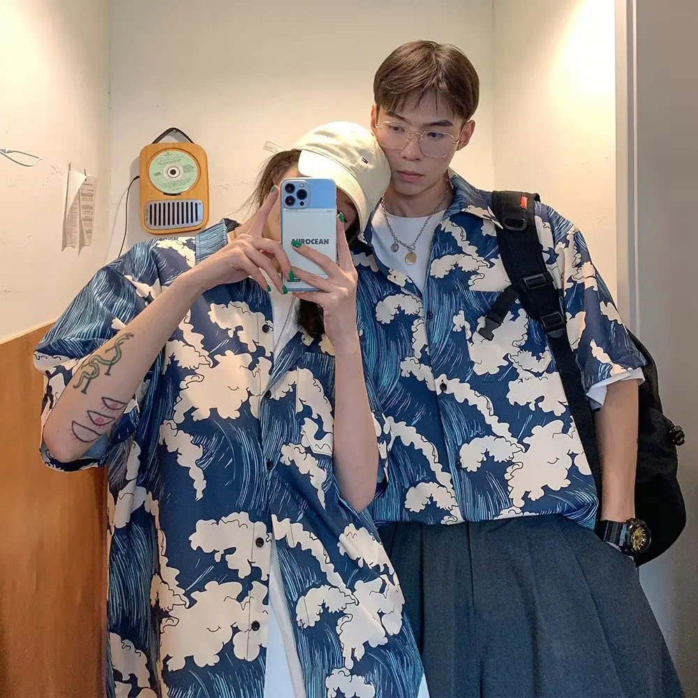 Tanie Para japońska koszula Harajuku ponadgabarytowa koszulka z krótkim rękawkiem dla mężczyzn kobiety sklep