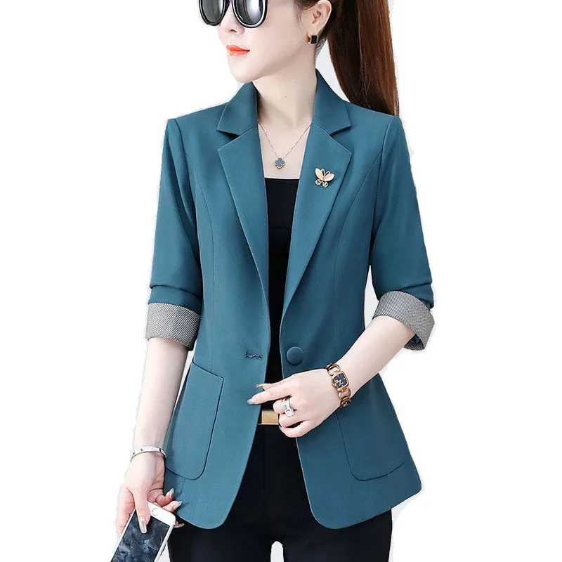 

Женский деловой пиджак, повседневный блейзер с английским воротником, для работы и офиса, 2022