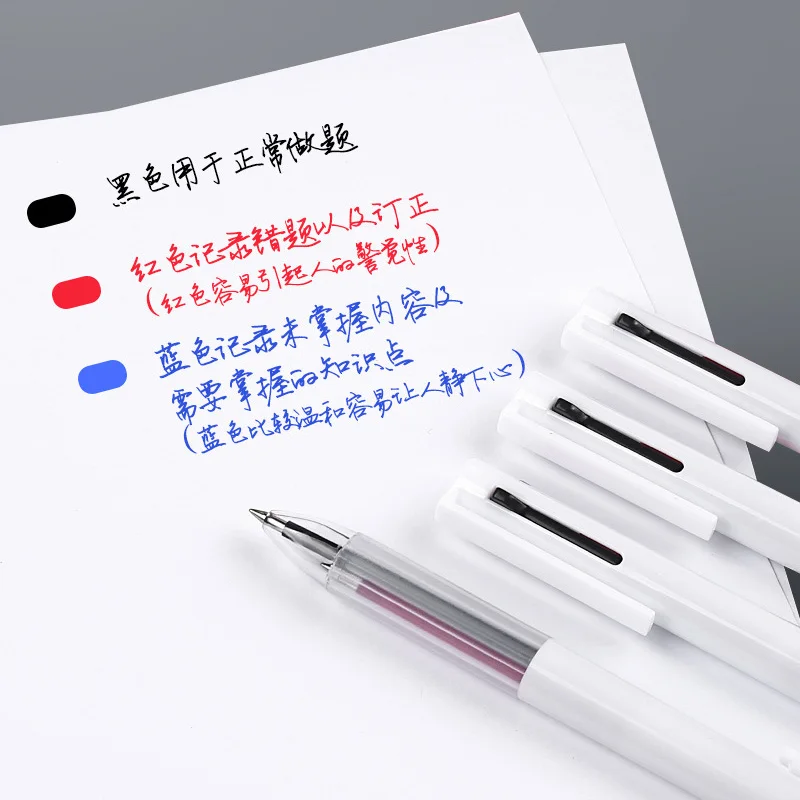 Gel pens ballpoint pen multifunction ballpoint pen multifunctional pen ball point pen 3 In 1 three-color press neutral pen 0.5mm bullet head black red blue integrated note pens writing office supplies