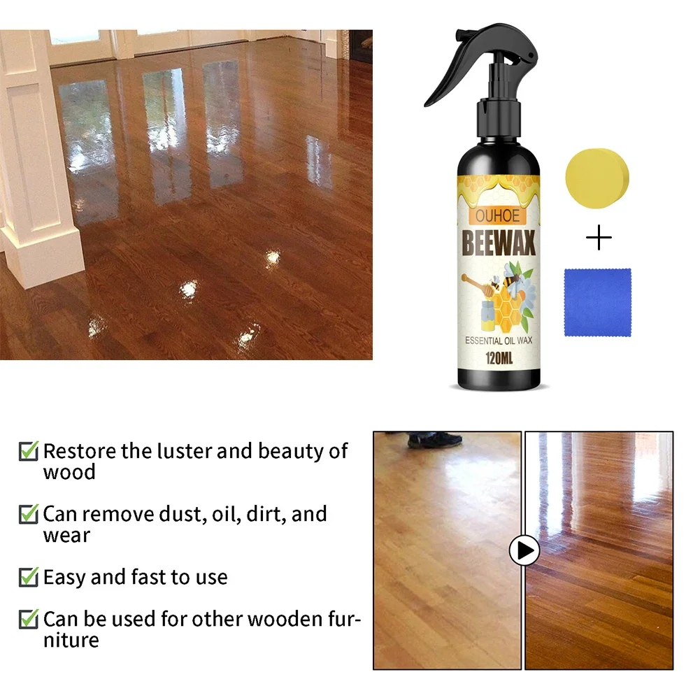 Furniture Solid Wood Care Beeswax Spray 120ml Waterproof Multipurpose Wear Resistant Wooden Furniture Floors wood care wax spray