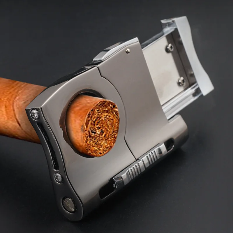 GALINER Cigar Cutter Built-in 2 Size Cigar Punch Locked Blades Luxury Metal Cutters Guillotine For Cigars