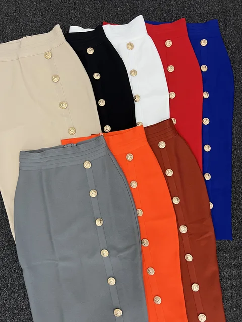 75CM Length XL XXL Elastic Bodycon Mid Bandage Skirt Women Elegant Pencil Skirts For Office Ladies Formal High Street 1