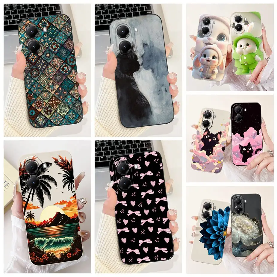 Cute Cat Grid Pattern Soft Silicone Phone Case Cover