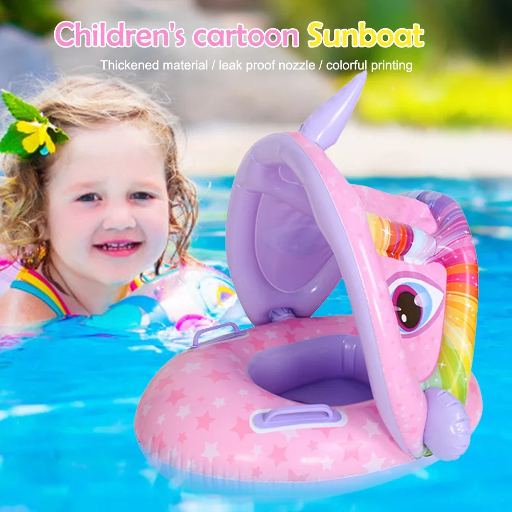 Inflatable Swim Ring Baby PVC Floating Sunshade Seat for Kids Children Pool Bathtub Beach