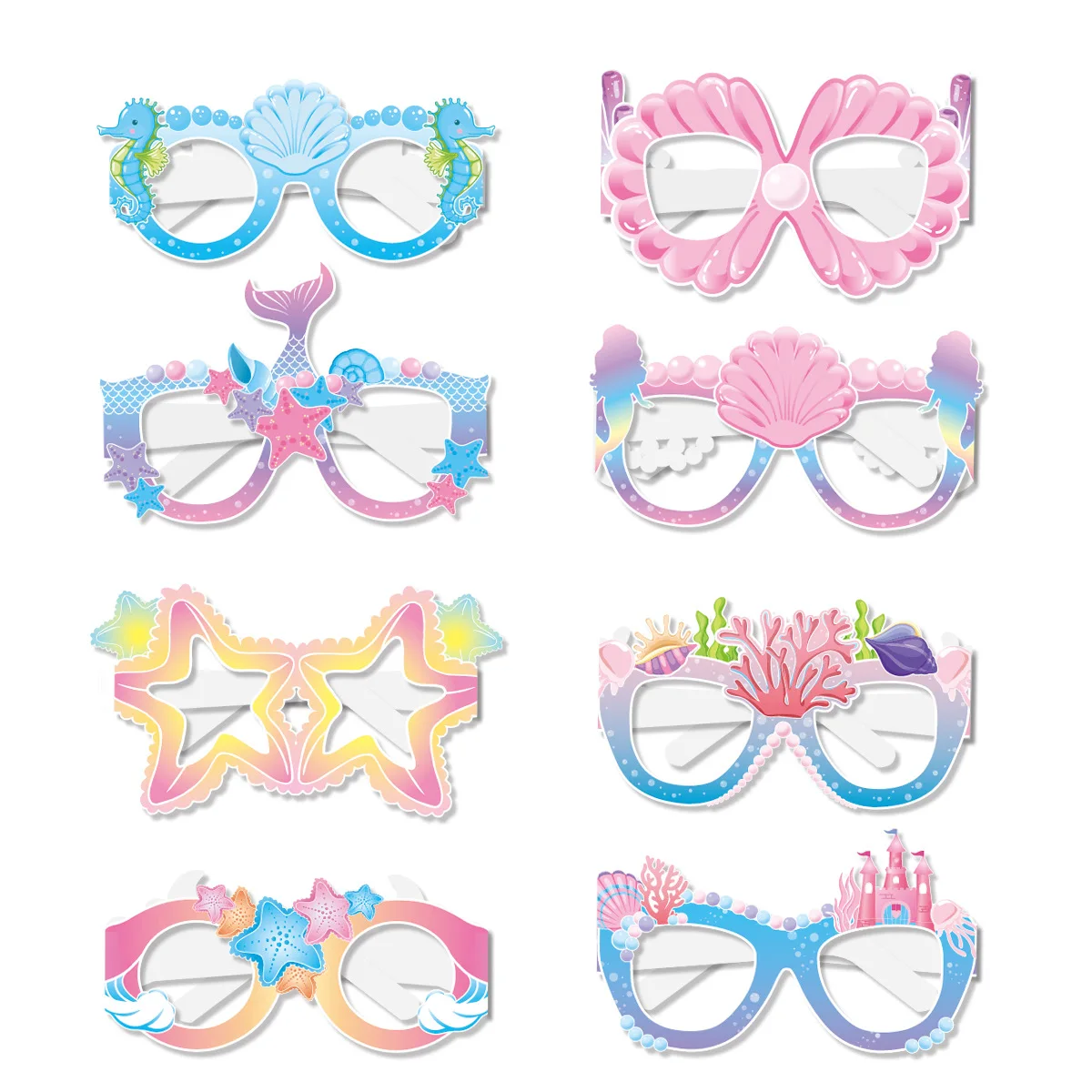 6pcs Little Mermaid Birthday Party Favors Kids Glasses Photo Prop Girls  Mermaid Gifts One Year Birthday Party Baby Shower Supply