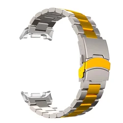 Luxury Stainless Steel Bracelet Strap - Watch 8 Classic 46mm (Titanium Gold)