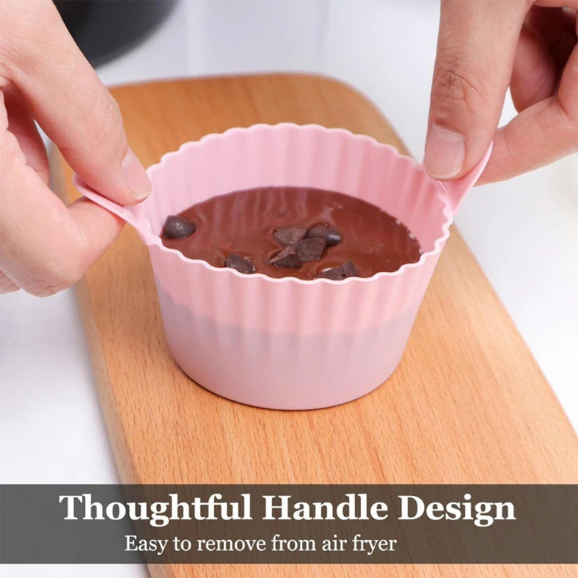 1/3/6PCS Air Fryer Egg Poacher Cups Cake Muffins Cupcakes Moulds Silicone Basket Baking Custard Pie Desserts Egg Poaching Maker