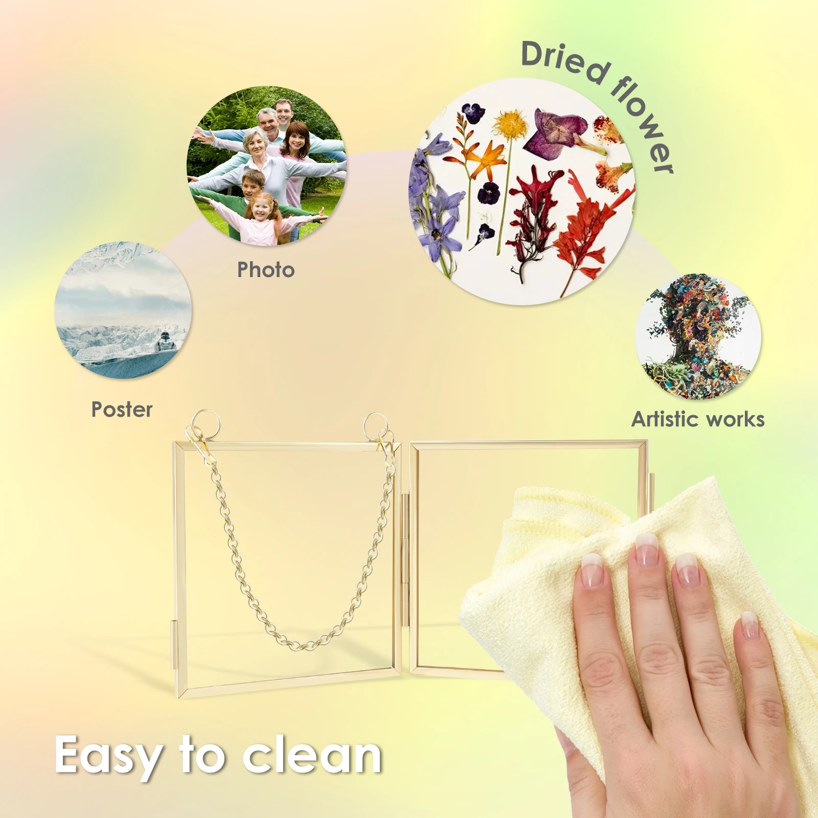 Mini Metal and Glass Double-Sided Floating Photo Frames