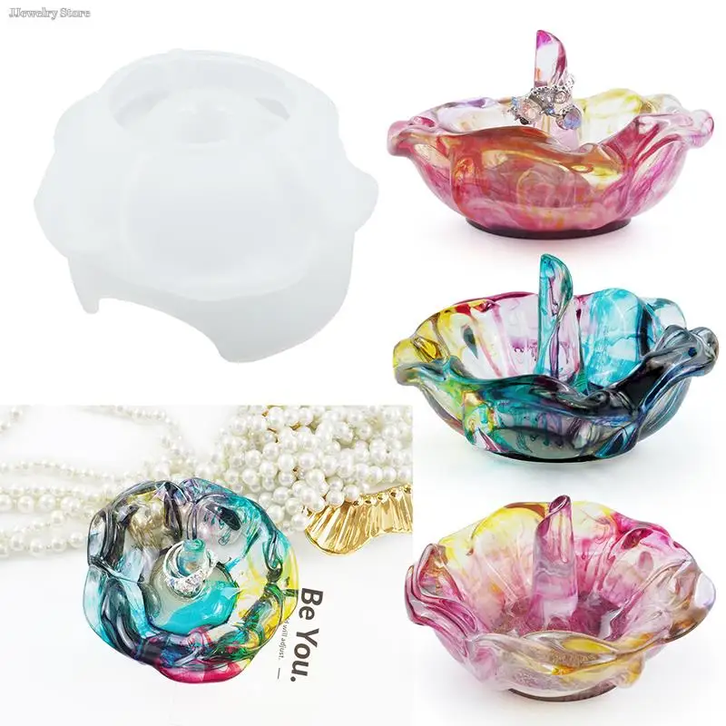 

1pc DIY Crystal Epoxy Resin Mold Rose Ring Holder Mirror Silicone Mold Handmade Decoration Jewelry Making